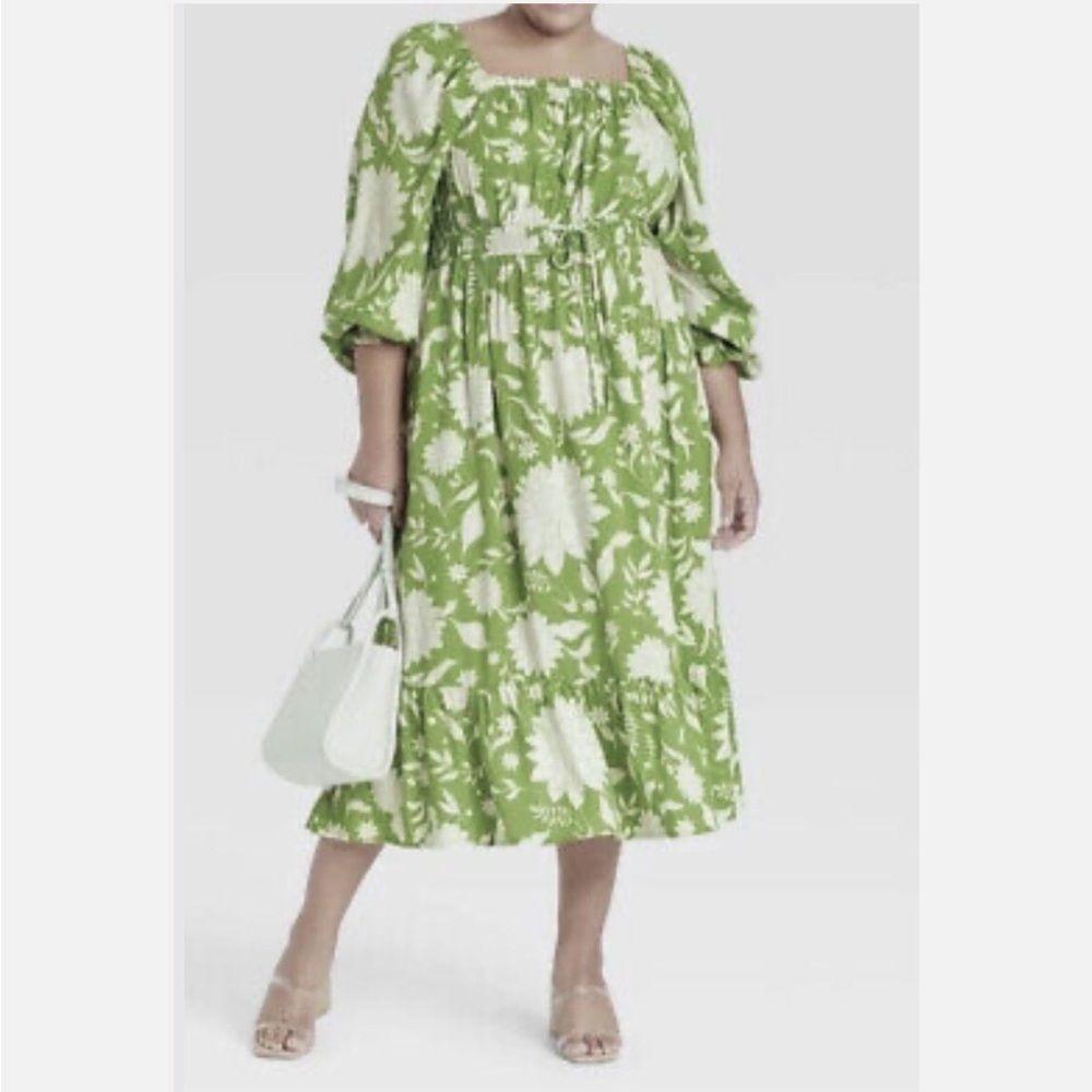 Ava & Viv Green Floral Maxi Dress - 1X - Picture 2 of 3